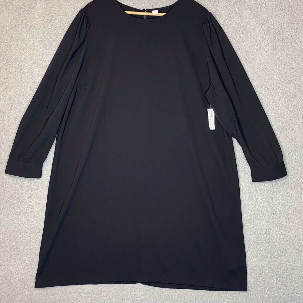 NWT Old Navy 2XL Womens sz XXL Balloon Sleeve Black Midi minimalist modest Dress